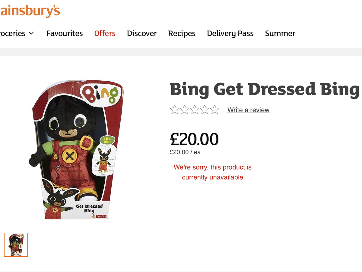 Bing toys deals sainsburys